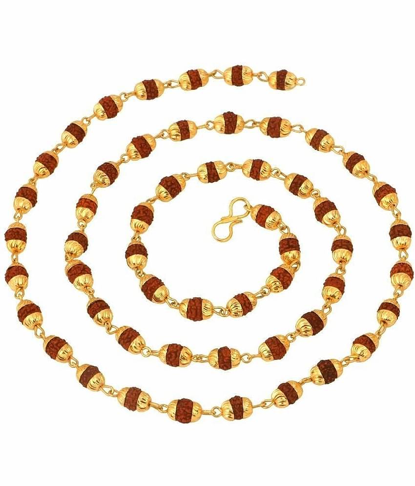 Gold plated rudraksh mala chain for Men 54 Beads