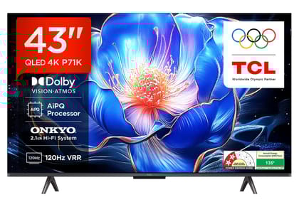 TCL 108 cm (43 inches) 4K Ultra HD Smart QLED Google TV 43P71K TCL 108 cm (43 inches) 4K Ultra HD Smart QLED Google TV 43P71K - Black / 43
