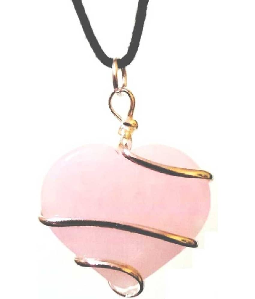 Astrodidi Rose Quartz Heart Shaped Pendant Love Stone Crystal, Quartz Stone Pendant