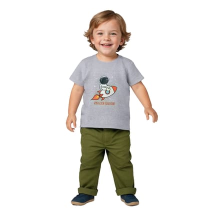 Boys T shirt Cotton Grey Heather Mélange Space Cadet