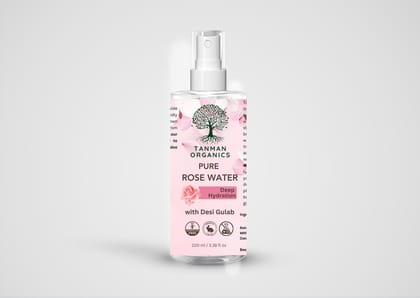 TANMAN ORGANICS Rose Water Face Mist 100ml for Dry Skin, 100% Organic Natural Toner for Glowing, Hydrated Skin and Open Pore Tightening, Unisex Toner Spray for Face for Women & Men