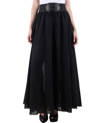 Raabta Fashion Black Georgette Women's Flared Skirt ( Pack of 1 )