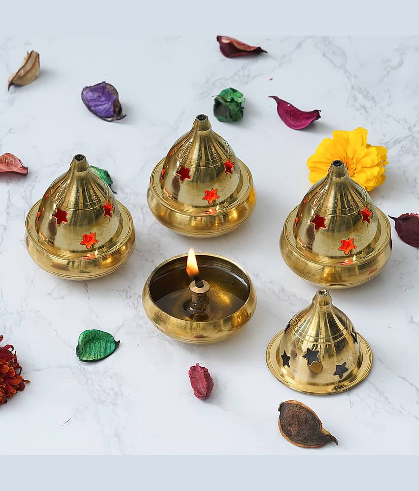 FASHION BIZZ Brass Table Diya - Pack of 4