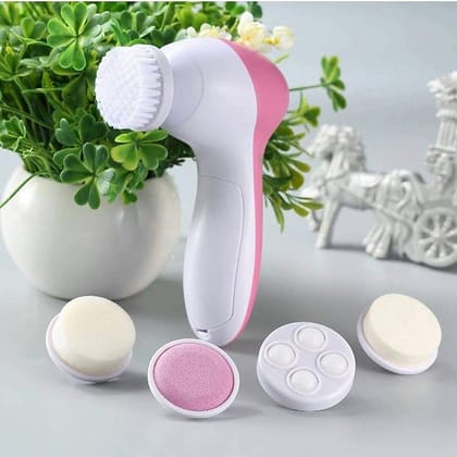 5 in 1 Portable Electric Facial Cleaner Multifunction Massager, Face Massage Machine For Face, Facial Machine, Beauty Massager, Facial Massager For Women ( No Cell Inside )