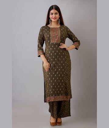 MAUKA - Green Straight Rayon Women's Stitched Salwar Suit ( Pack of 1 )