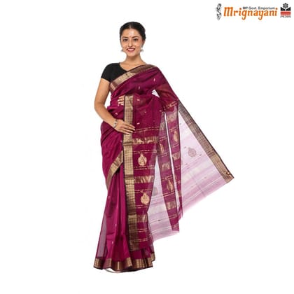 HANDLOOM MAHESHWARI SILK SAREE WITH BLOUSE (SKU - 3S0102030422, SAREE- 1268)