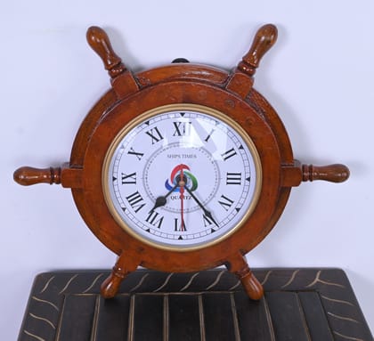 Nautical Wooden Ship Wheel Wall Clock