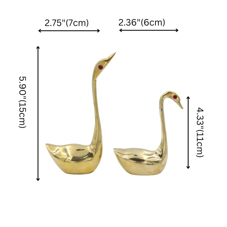 Brass Swan Pair Golden | Hand Crafted Metal Brass, Perfect for Home Decoration and Gifting
