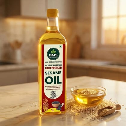 BMS Naturals Cold Pressed Sesame Oil - 1 L - One plastic bottle