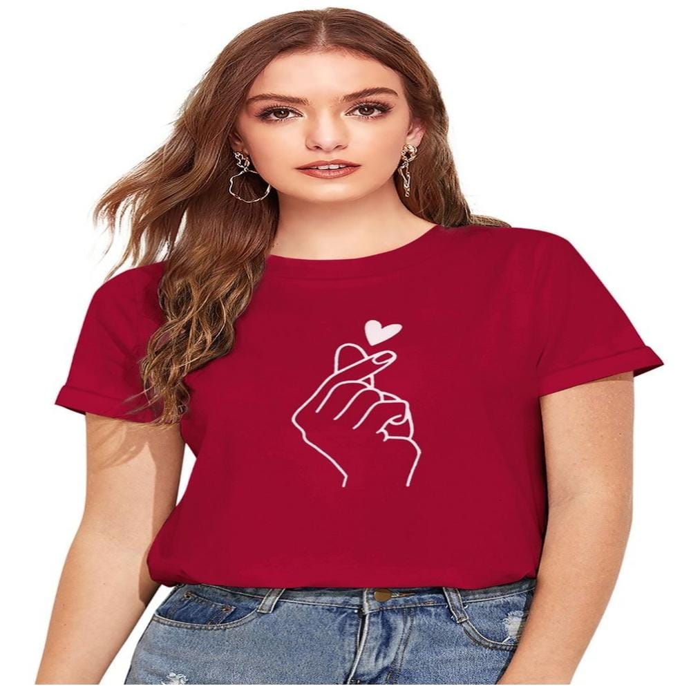 Women's Cotton Western Wear T Shirt M (Maroon)
