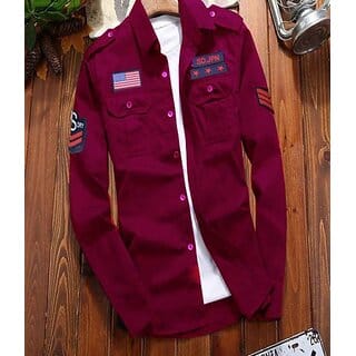 Fashlook Printed Curved Collar Regular Fit Cotton Blend Casual Maroon Shirt For Mens Fashlook Printed Curved Collar Regular Fit Cotton Blend Casual Maroon Shirt For Mens