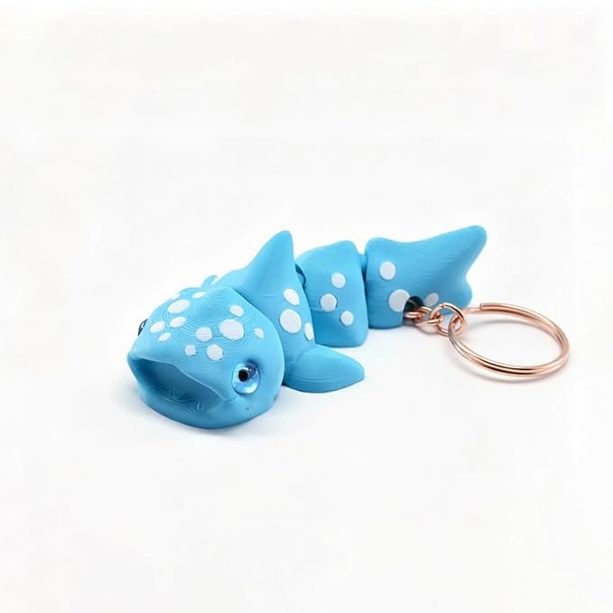 Vinglits Aqua Squad 3D Printed Keychains – Articulated Animal Toys, Pocket-Friendly Keyrings, Stress Relief Desk Toys for Kids & Adults, Collectible Accessories (Whale - Willy)