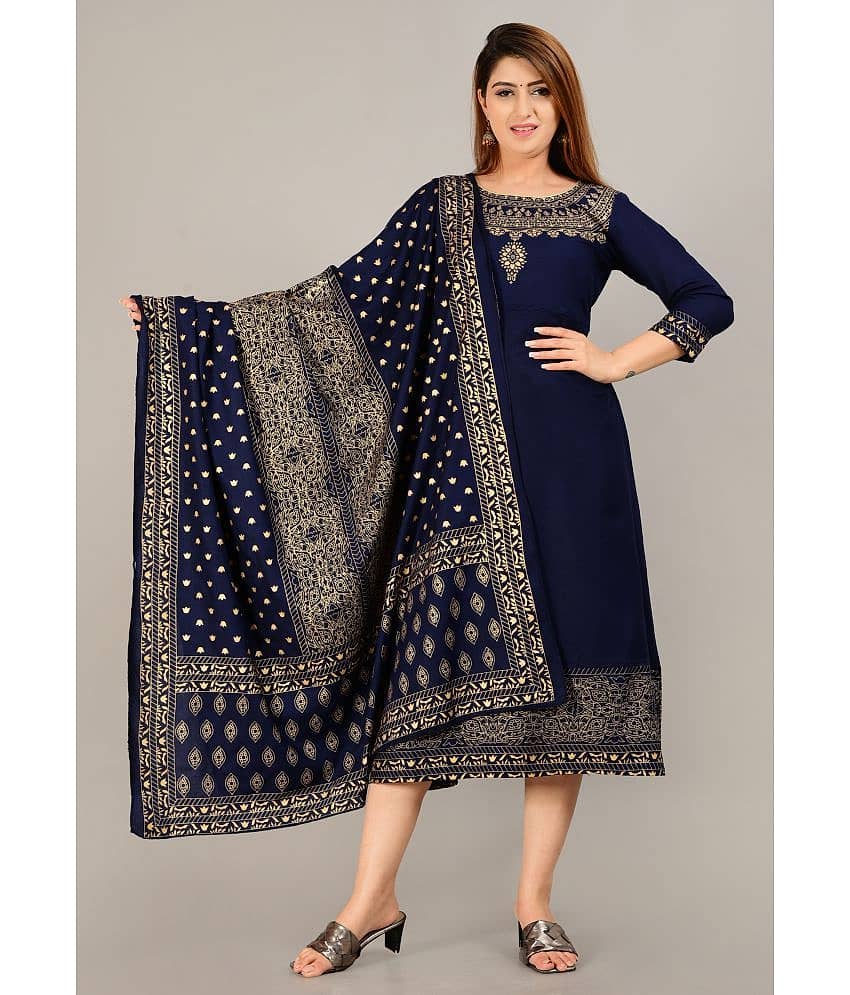 Smien - Blue Rayon Women's Anarkali Kurti ( Pack of 1 )