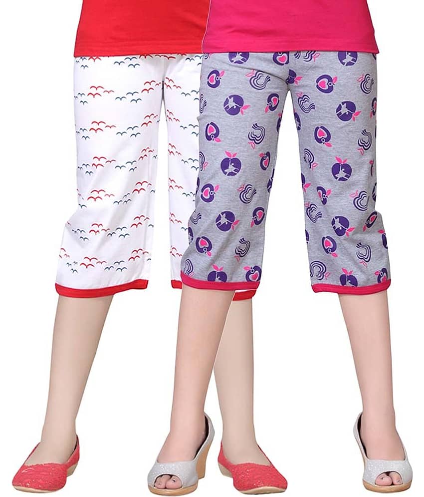 Sini Mini Pack of 2 Girls 100% Cotton Capris ( Multi )