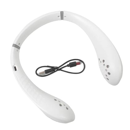 Portable USB Rechargeable Neck Fan  3 Speed Wearable Headphone Design ( 1 Pc | Random Color | Design May Very )
