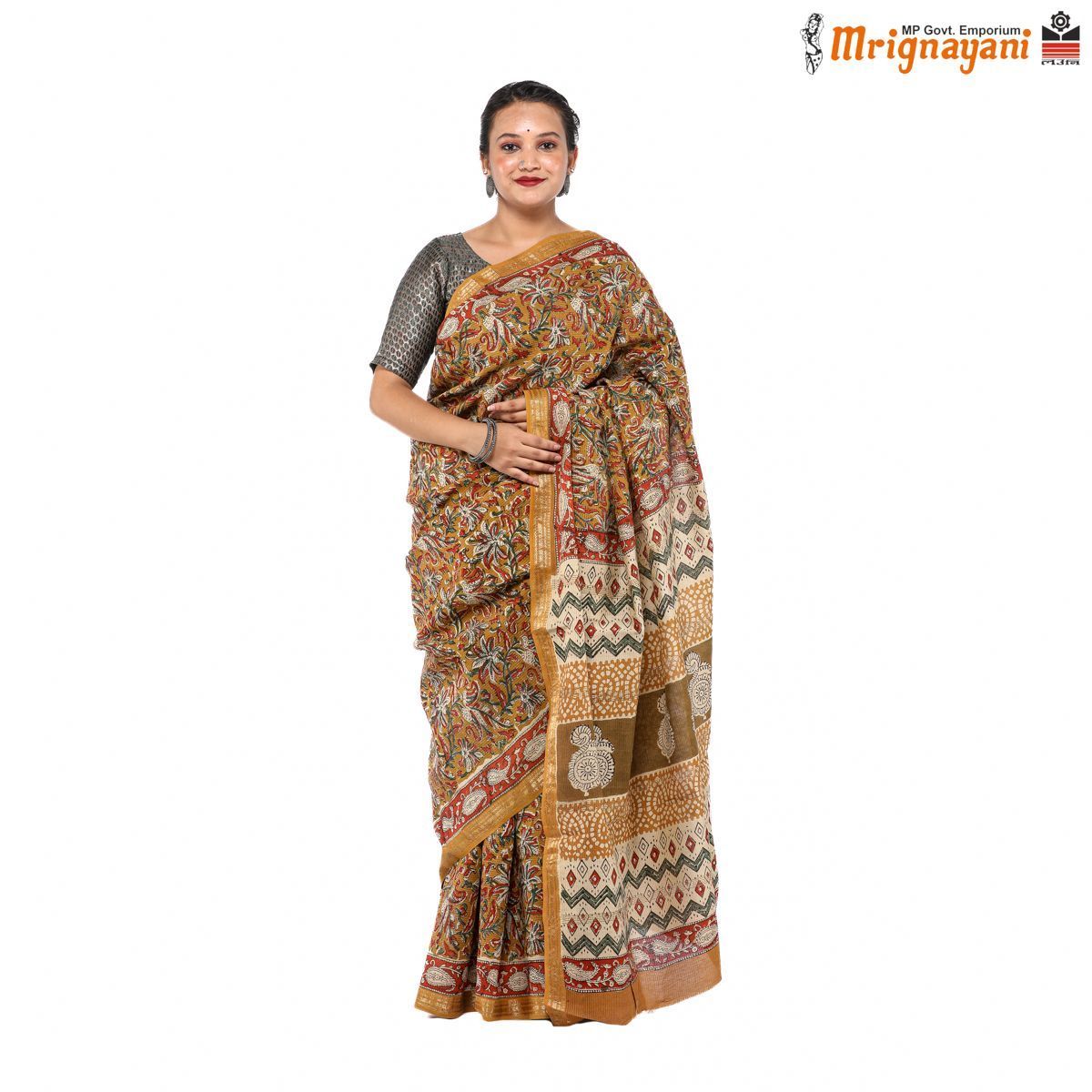 HANDLOOM MAHESHWARI SILK SAREE WITH BLOUSE (SKU - 3N0104050422, SAREE- 1279)