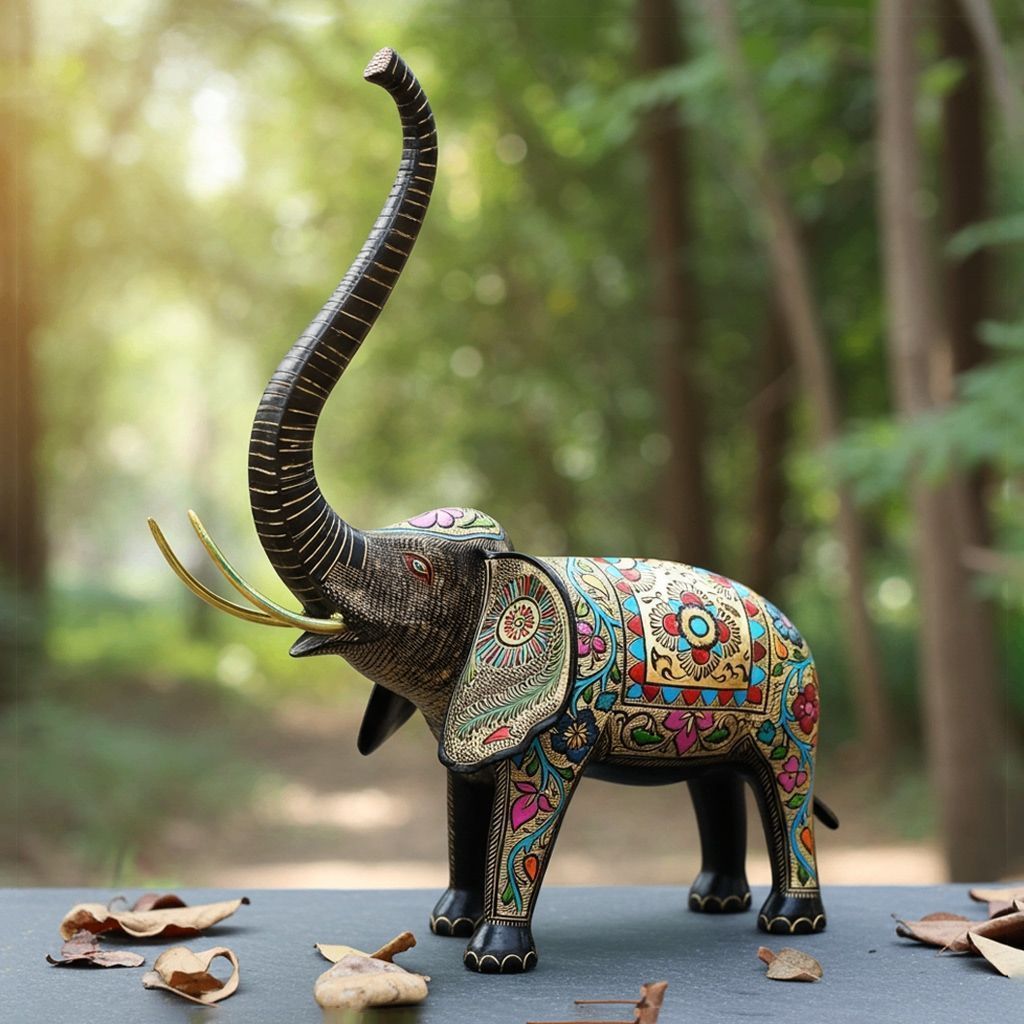 Brass Showpiece Elephant Statue, Height : 24 Inch (ANMAS242 A)