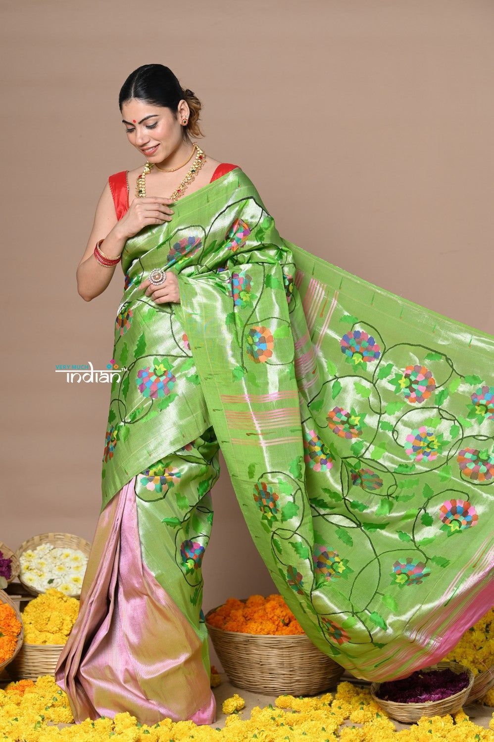 Designer - Masterpiece Handloom All Over Zari Pure Silver Zari Silk Paithani Saree