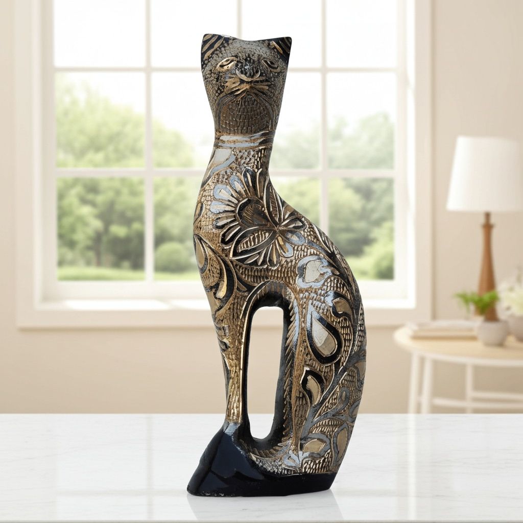 Brass Showpiece Cat Statue (ANMAS044 A)