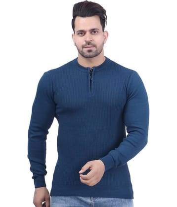FEVERFEW Cotton Blend Round Neck Men's Full Sleeves Pullover Sweater - Black ( Pack of 1 )