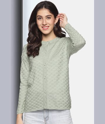 Clapton Acro Wool Green Buttoned Cardigans -