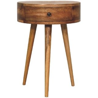Mini Oak-ish Circular Shape Bedside