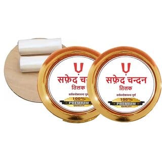 SAFED CHANDAN TIKA PACK OF 2 MADE WITH PREMIUM REAL AND PURE WHITE CHANDAN.
