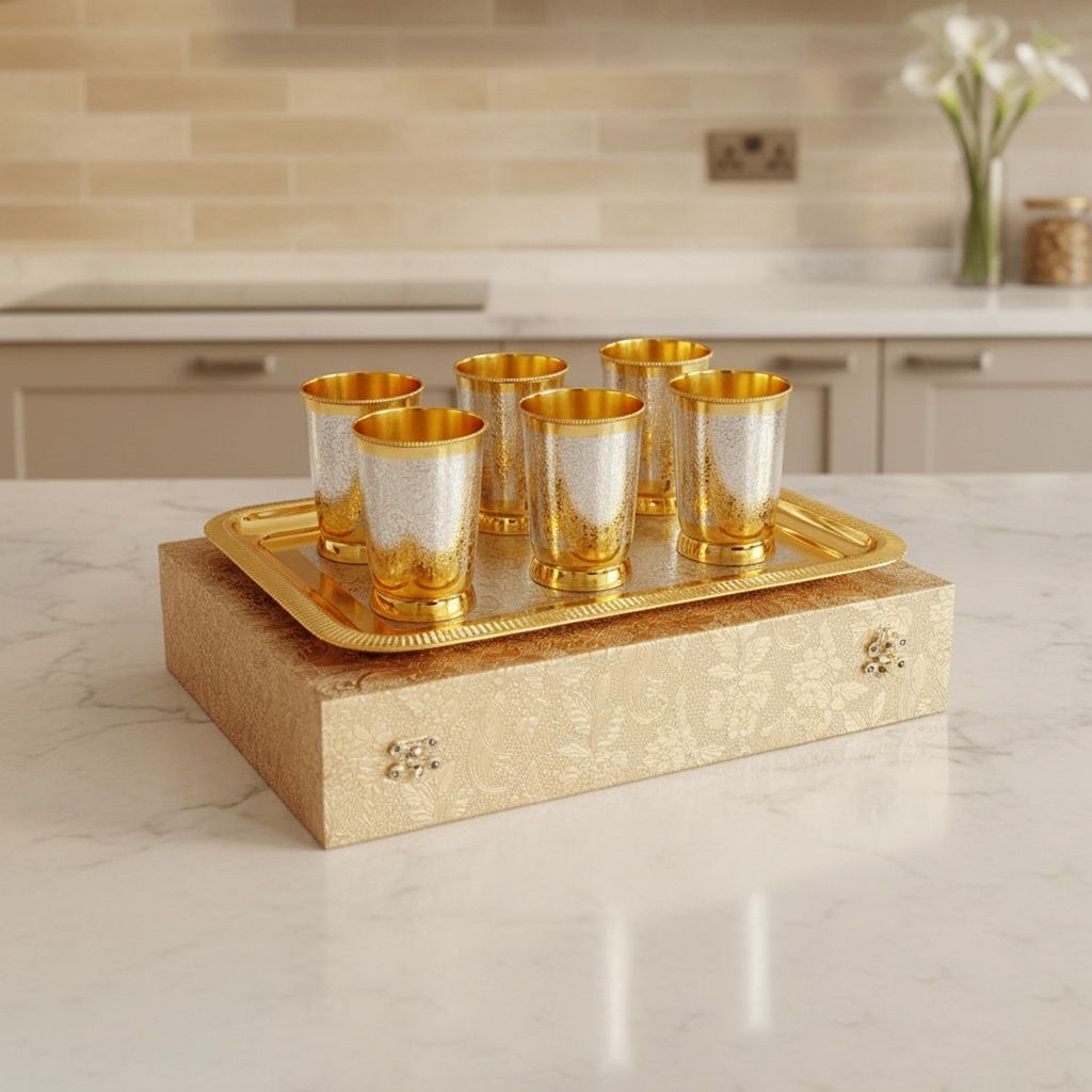 Decorative 6 Pcs. Glass Set With Tray (BMAS175)