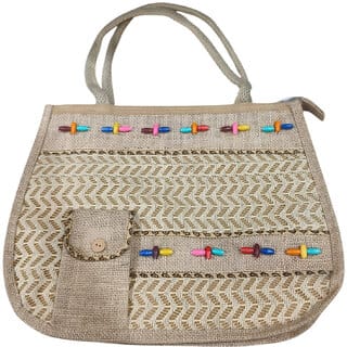 Beige Premium Jute Hand Crafted Multipurpose Bag For Women
