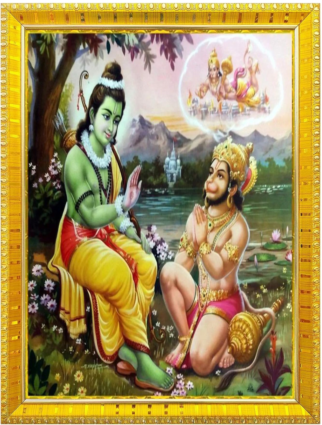 NOKKES Hanuman Bajrangbali Hanumanji Maruti Golden 5X7 Inch Photo Frame_AQW31