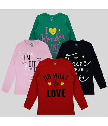 MIST N FOGG Pack of 4 Girls Cotton Blend T-Shirt ( Multicolor )