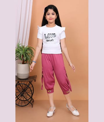 NEWSIFA Pack of 1 Girls Cotton Blend T-shirt & Capris ( Pink )