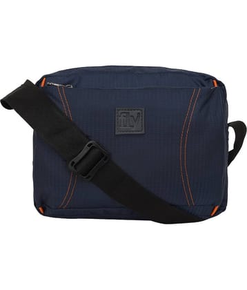 Leather World Blue Solid Messenger Bag