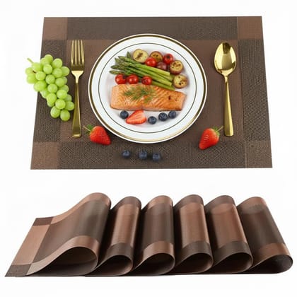 L'eanourz Placemats Set of 6 Dining Table Place Mats | Placemats Table Mat PVC Material | Non-Slip Heat Resistant | Dining Tablemates Washable Anti-Skid | Size 45 x 30cm
