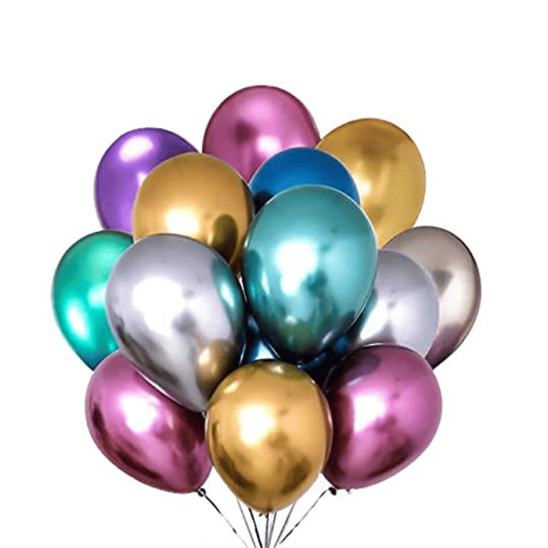 Multicolor Chrome Latex / Rubber Balloon - 10 inches - 20PC