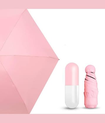 Frabble8 Stylish & Compact Capsule Travel Umbrella 4 fold, UV Proof Windproof (Colour -Pink, Compact - 85 cm Diameter, Perfect for 1 Person)