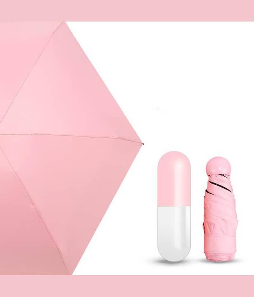 Frabble8 Stylish & Compact Capsule Travel Umbrella 4 fold, UV Proof Windproof (Colour -Pink, Compact - 85 cm Diameter, Perfect for 1 Person)