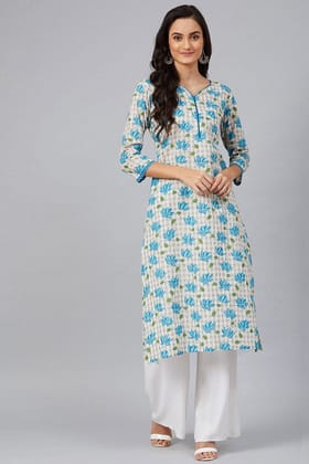 White Cotton Straight Kurta VCK1633