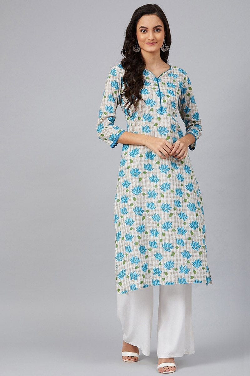 White Cotton Straight Kurta VCK1633