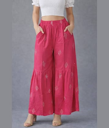 MISDYNAMIC Women Cotton Self Design Palazzos ( Pink )