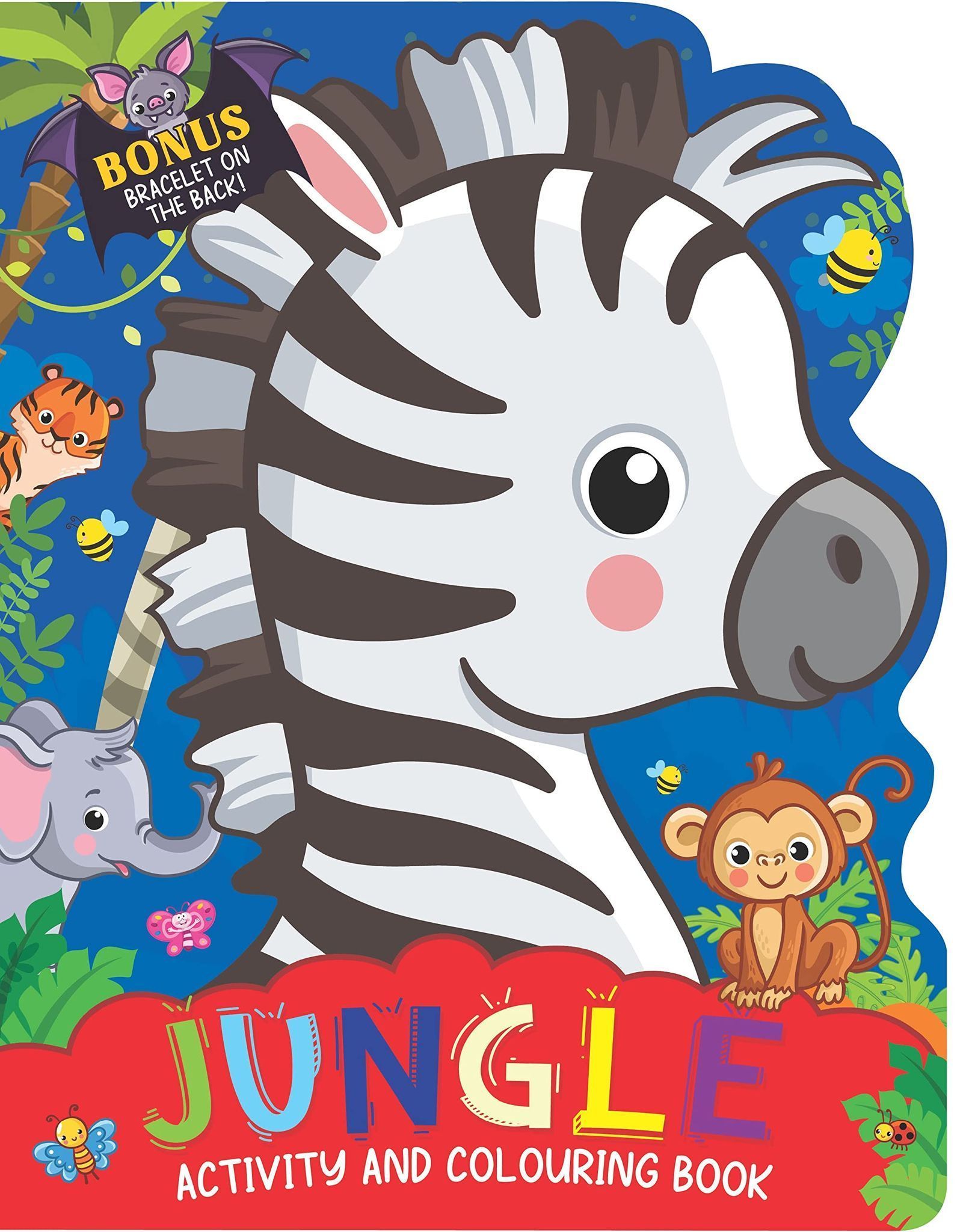 Jungle Activity and Colouring Book- Die Cut Animal Shaped Book for Kids Age 3-8 Years Dreamland Publications