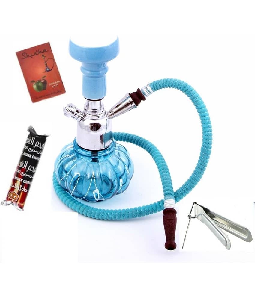 Being Nawab Blue 22 cm Glass Table Hookah - Pack of 1