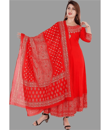 SIPET - Red Rayon Women's Anarkali Kurti ( Pack of 1 )