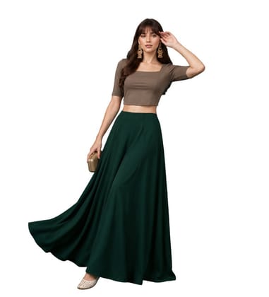 Generic Women's Georgette Solid Mid-Rise Wide Leg Flared Palazzo Pants with Elastic Waist, Ankle Length Trousers for Daily, Office and Casual Wear (Bottle Green, L, Pack of 1, Design 67554) Generic Women's Georgette Solid Mid-Rise Wide Leg Flared Palazzo Pants with Elastic Waist, Ankle Length Trousers for Daily, Office and Casual Wear (Bottle Green, L, Pack of 1, Design 67554)