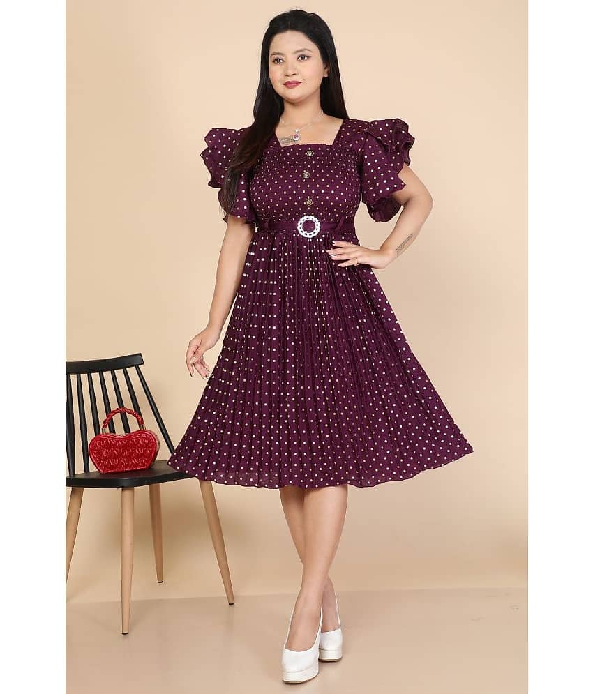NEWSIFA Women Cotton Blend Printed Fit & Flare Dress ( Blue )