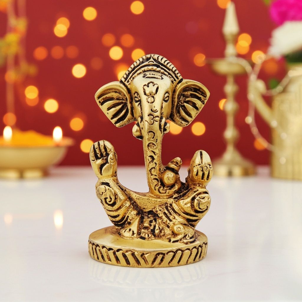 Brass Showpiece Trishul Ganesh God Idol Statue (BSMAS1481 B)