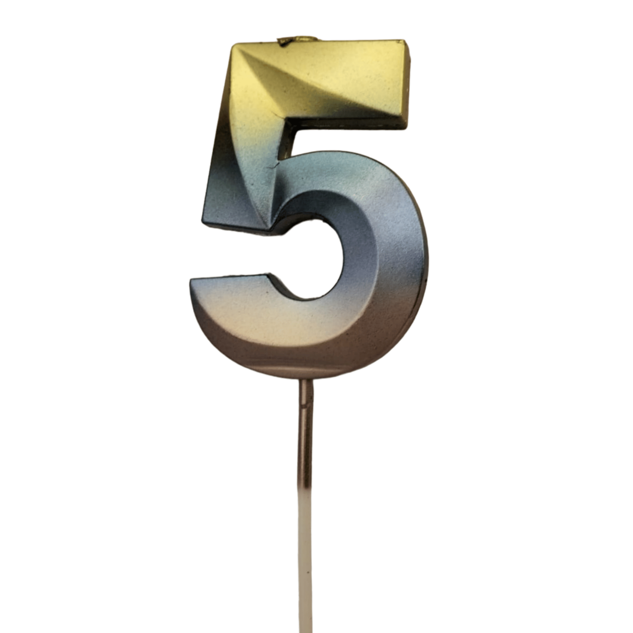 Number 5 Metalic Golden Purple Pink Stick Candle - 1PC