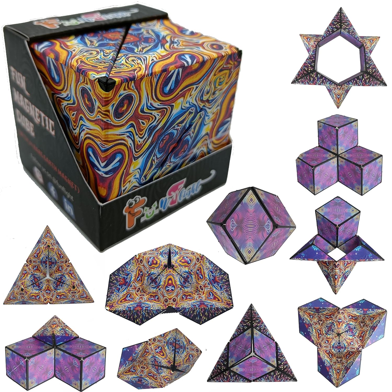 Magnetic Cube Puzzle Box Infinity Cubes Fidget Cube 24 Rare Earth Magnets Transforms Into Over 70 Shapes Magic Cube 3D Magnetic Fidget Cube Puzzle Game Shape Shifting Cube