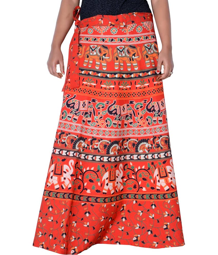 Sttoffa Cotton Wrap Skirt - Orange