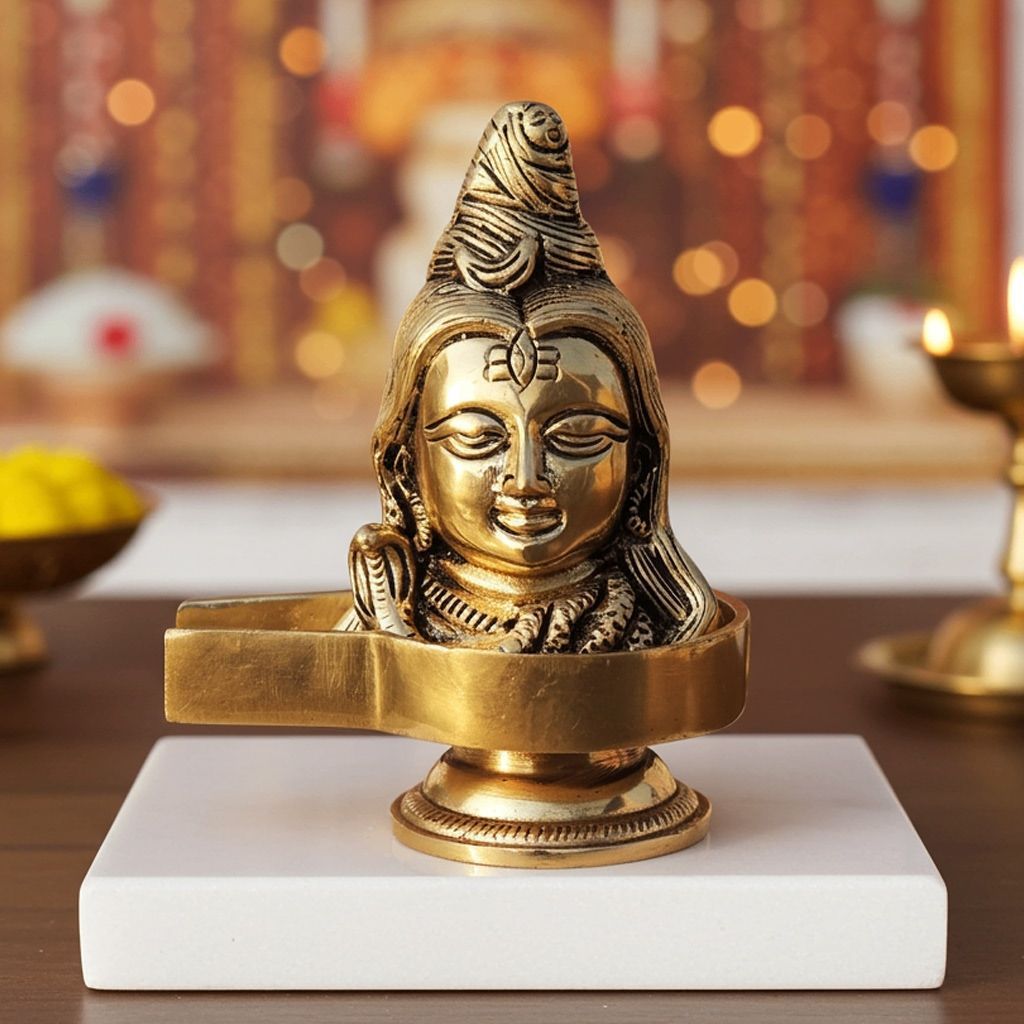 Brass Shivling Idol � Traditional Shiva Lingam, Height : 1.5 Inch (BSMAS1573 E)